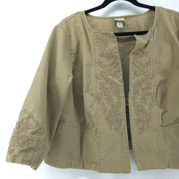 Plus Size Venezia 18/20 Canvas Bolero Embroidered Crop Jacket Blazer 3/4 Sleeve - Picture 4 of 16